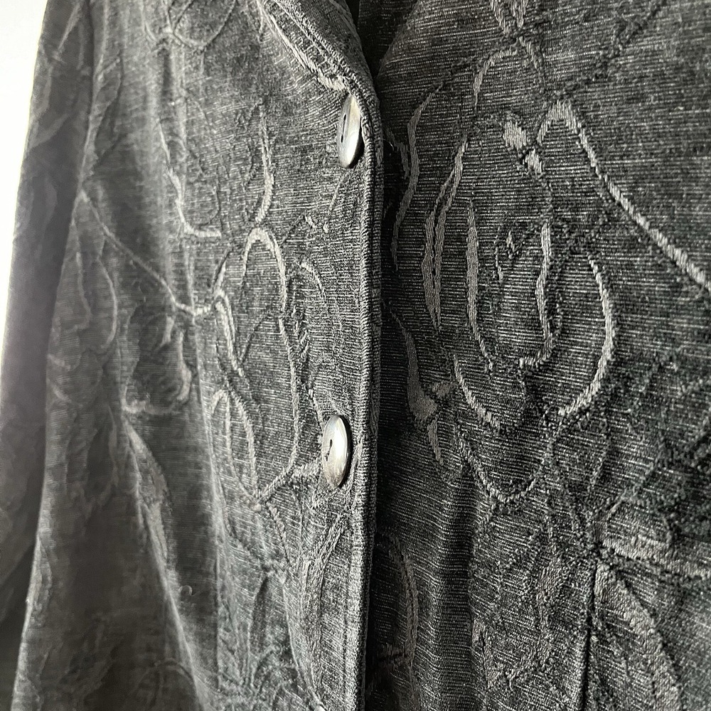 VTG Joanna Blouse Women's Size Medium, Black Long Sleeve Button Up Shoulder Pads - Picture 4 of 9